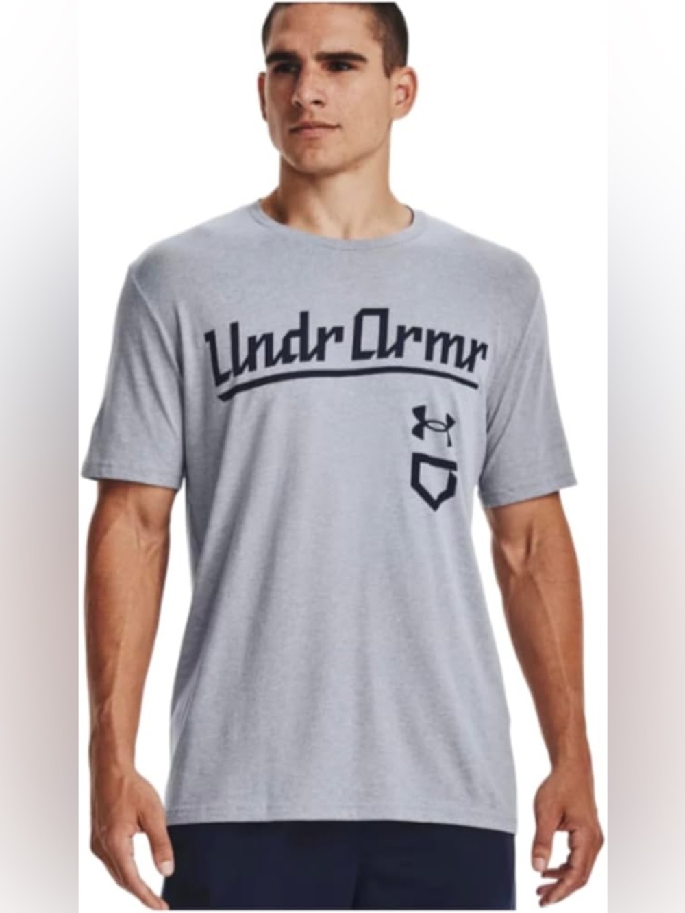 NWT Men's Under Armour Loose Fit Short Sleeve Logo Baseball Shirt~Gray~Small~$30